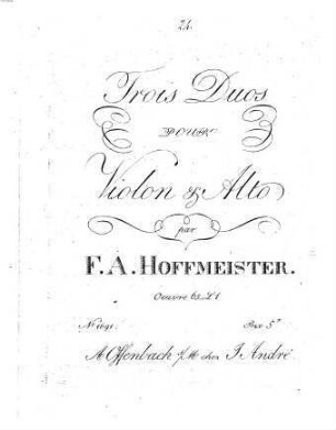 Trois duos pour violon & alto : oeuvre 65, 1