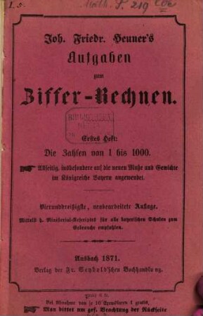 Aufgaben zum Ziffer-Rechnen, 1