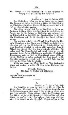 Sorge für die Reinlichkeit in den Schulen in Bezug auf Erziehung der Jugend : [V. Elementarschulwesen]