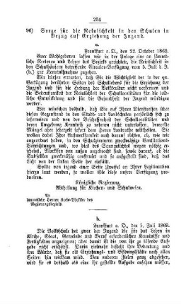 Sorge für die Reinlichkeit in den Schulen in Bezug auf Erziehung der Jugend : [V. Elementarschulwesen]