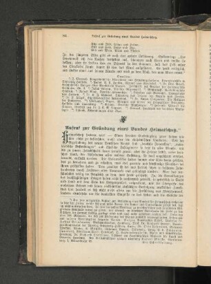 Aufruf zur Gründung eines Bundes Heimatschutz.
