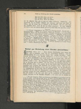 Aufruf zur Gründung eines Bundes Heimatschutz.