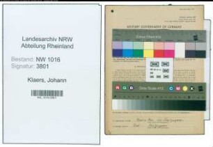 Entnazifizierung Johann Klaers , geb. 05.01.1902 (Gewerbetreibender)