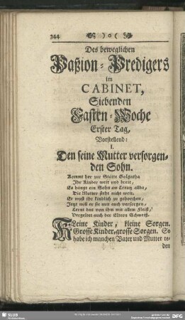 Der beweglichen Paßion-Predigers im Cabinet, Siebenden Fasten-Woche