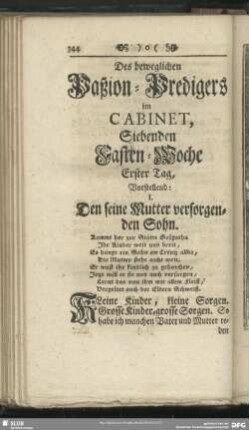 Der beweglichen Paßion-Predigers im Cabinet, Siebenden Fasten-Woche