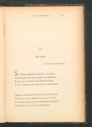 III - El gato : A Alberto Gerchunoff.