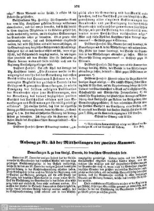 Bemerkungen B. zu dem königl. Decrete, die deutschen Grundrechte betr.