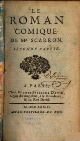 Le Roman Comique. 2. (1733). - 295 S.