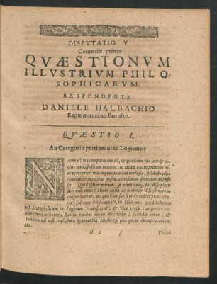 Disputatio V. ... Respondente Daniele Halbachio