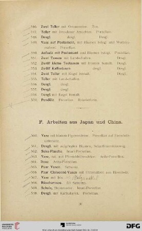 F. Arbeiten aus Japan und China (Nr. 560-611)