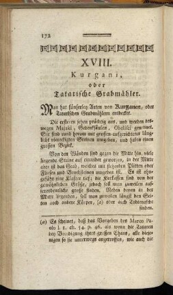 XVIII. Kurgani, oder Tatarische Grabmähler.