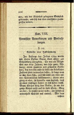 Kap. VIII. Vermischte Bemerkungen und Beobachtungen.