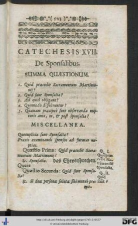 Catechesis XVII. De Sponsalibus.