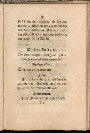 Dritter Auftritt. Der Kerkermeister. Don Juan. Fabio [...]