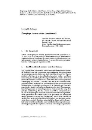 Übergänge: Grammatik im Grenzbereich