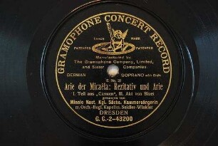 Arie der Micaela: Rezitativ und Arie : I. Teil; aus "Carmen", III. Akt / von Bizet