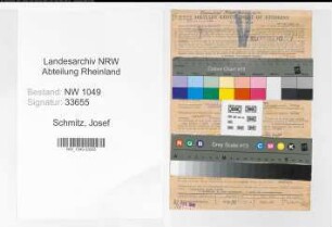 Entnazifizierung Josef Schmitz , geb. 10.11.1902 (Bankangestellter)