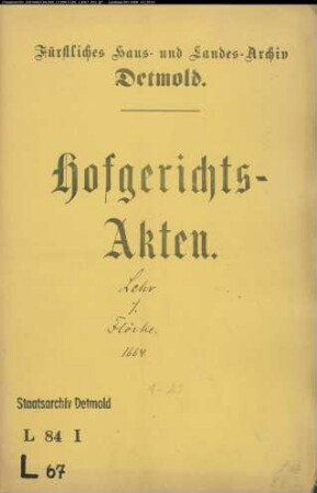 von Lehr, Heinrich, Pastor zu Talle gegen Bürgermeister Henrich Flörken Erben - Schuldforderung