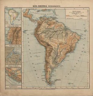 Süd-Amerika, physikalisch, Nutzpflanzen Süd-Amerikas, Hochland von Quito, Mündungen des Marañon, Magalhaens Strasse