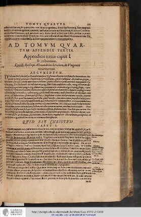 Ad Tomum Quartum Appendix Tertia