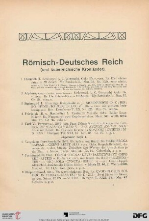 Römisch-Deutsches Reich (und österreichische Kronländer) (Nr. 1-317)
