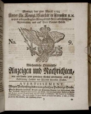 No. 9. Montags, den 4ten Martii, 1754.