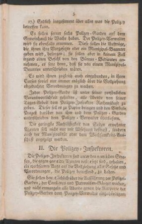 II. Die Polizey-Inspektoren