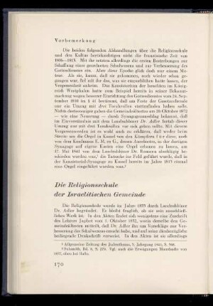 Die Religionsschule der Israelitischen Gemeinde