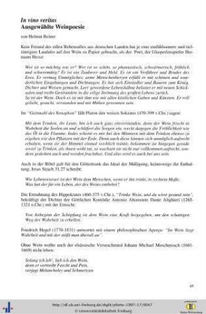 In vino veritas. Ausgewählte Weinpoesie