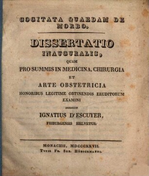 Cogitata quaedam de morbo : Diss. inaug.