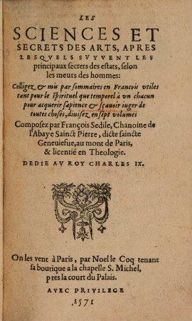 Les sciences et secrets des arts