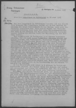 Grötzingen: Inspektionsbericht 1947