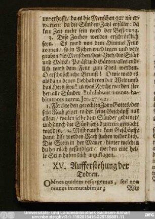 XV. Aufferstehung der Todten.