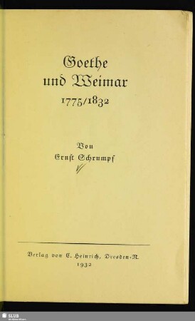 Goethe und Weimar : 1775/1832