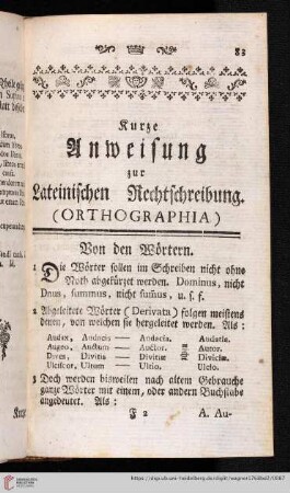 Kurze Anweisung zur Lateinischen Rechtschreibung