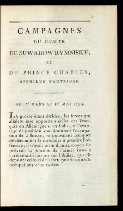 Du 1er Mars au 1er Mai 1799