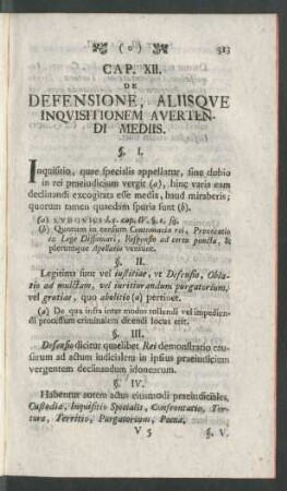 Cap. XII. De Defensione, Aliisque Inquisitionem Avertendi Mediis