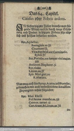 Das 64. Capitel. Causus oder Febris ardens