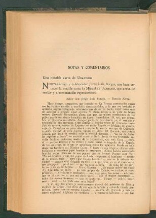 Una notable carta de Unamuno