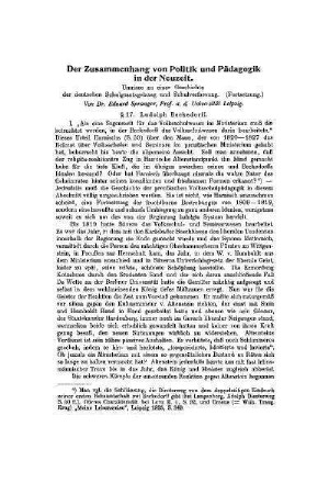 Der Zusammenhang von Politik und Pädagogik in der Neuzeit : Umrisse zu einer Geschichte der deutschen Schulgesetzgebung und Schulverfassung ; (Fortsetzung)