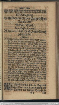 Widerlegung des Unüberwindlichen Catholischen Zeughauses Andere Theil