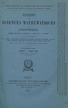 Tome V. - Mars 1881.