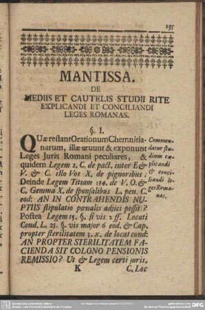De Mediis Et Cautelis Studii Rite Expilcandi Et Conciliandi Leges Romanas