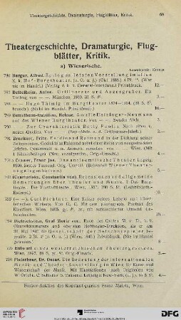 Theatergeschichte, Dramaturgie, Flugblätter, Kritik (Nr. 786-955)