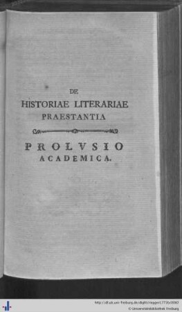 De Historiae Literariae Praestantia.