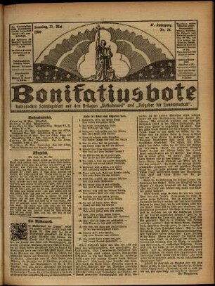 Erste Ausgabe vom Sonntag, den 23. Mai 1920.