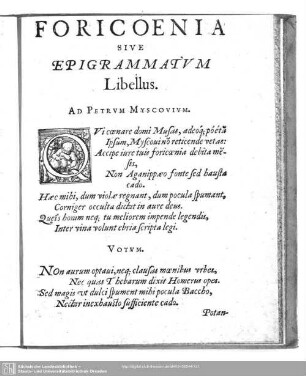 Foricoenia sive Epigrammatum Libellus