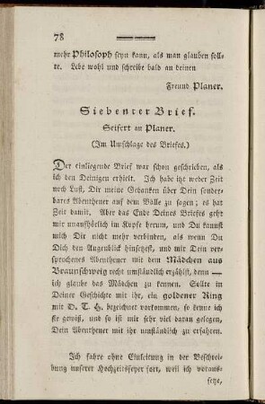 Siebenter Brief. Seifert an Planer.