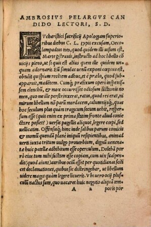 Hyperaspismus Sive Propugnatio Apologiae Ambrosii Pelargi, quo Eucharistiae sacrificium ab Oecolampadiana calumnia strenue asseritur