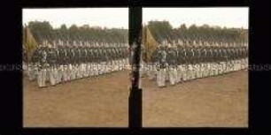 Truppenparade. Garde-Infanterie in Reih und Glied